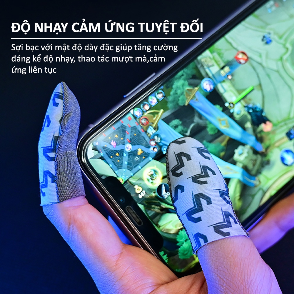 Bao tay chơi game ff MEMO V7 găng tay sợi bạc gaming cho điện thoại chống mồ hôi chơi liên quân tốc chiến pubg mobile