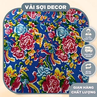 Vải con công xanh lam trang trí, decor khổ 1,6m
