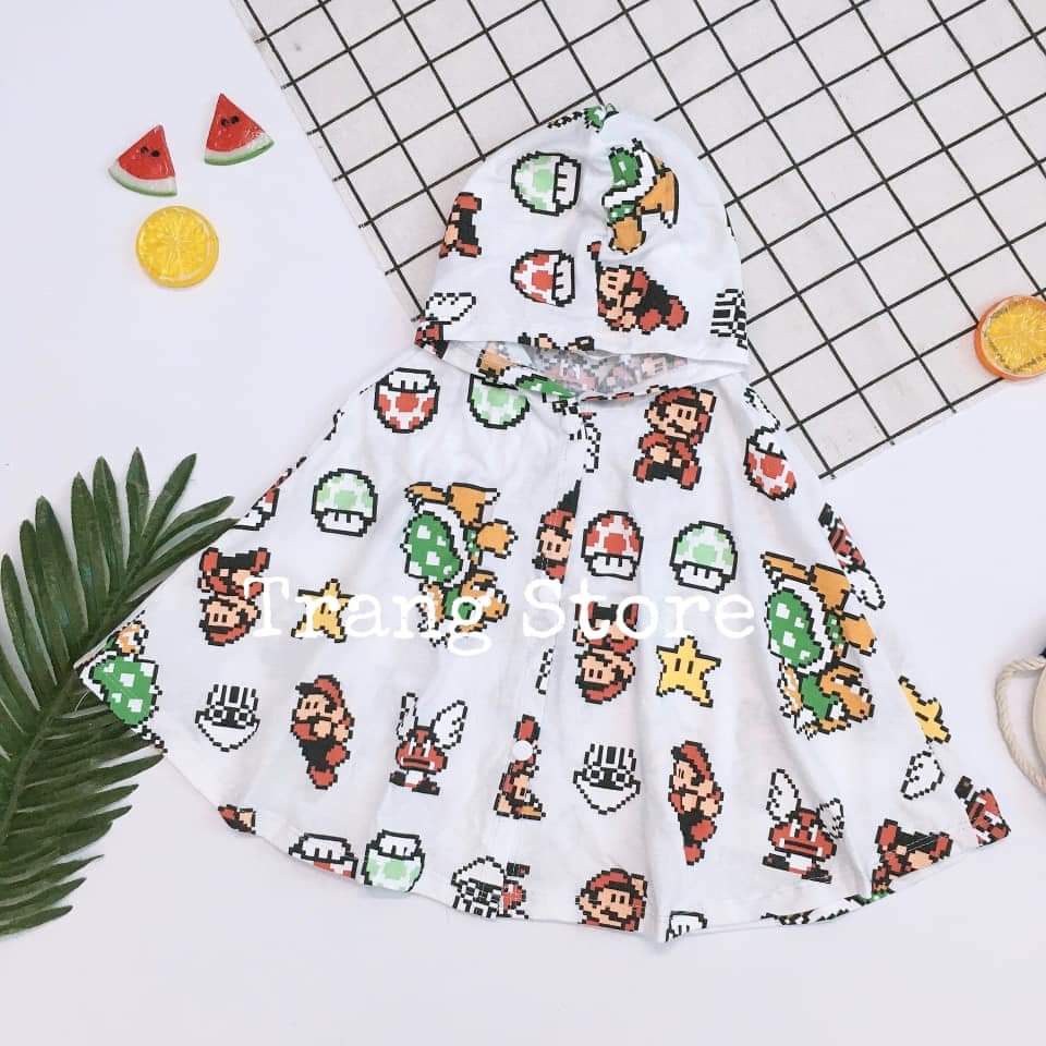 Áo choàng chống nắng che gió cho bé nhiều hoạ tiết dễ thương thun cotton mềm mát