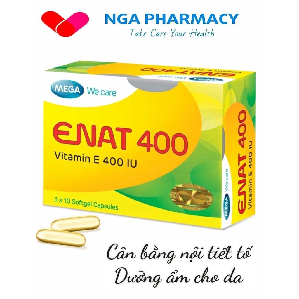 Viên uống Vitamin E ENAT 400IU Chống Lão Hóa, Rạn Da, Nám Sạm Da, Hỗ Trợ Chuẩn Bị Mang Thai