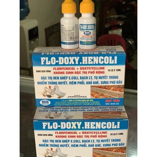 Flo-doxy-hencoli 10ml nhỏ hen khẹc, viêm đường hô hấp, tiêu hoá, gà chọi, chim cảnh, pet