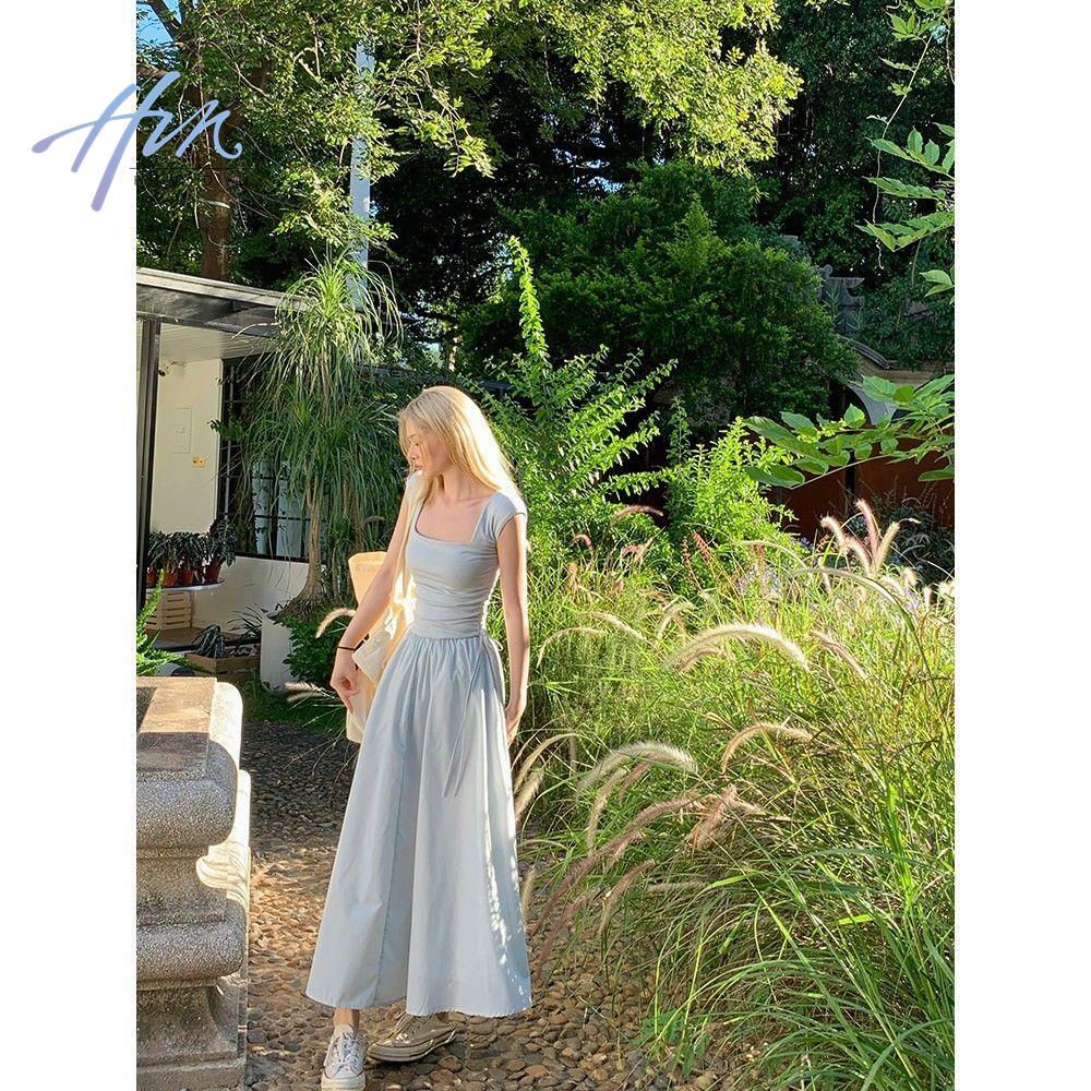 Đầm Dáng Dài Cổ Vuông Lưng Cao Thời Trang Mùa Hè Hàng Mới 2022 Dành Cho Bạn Nữ