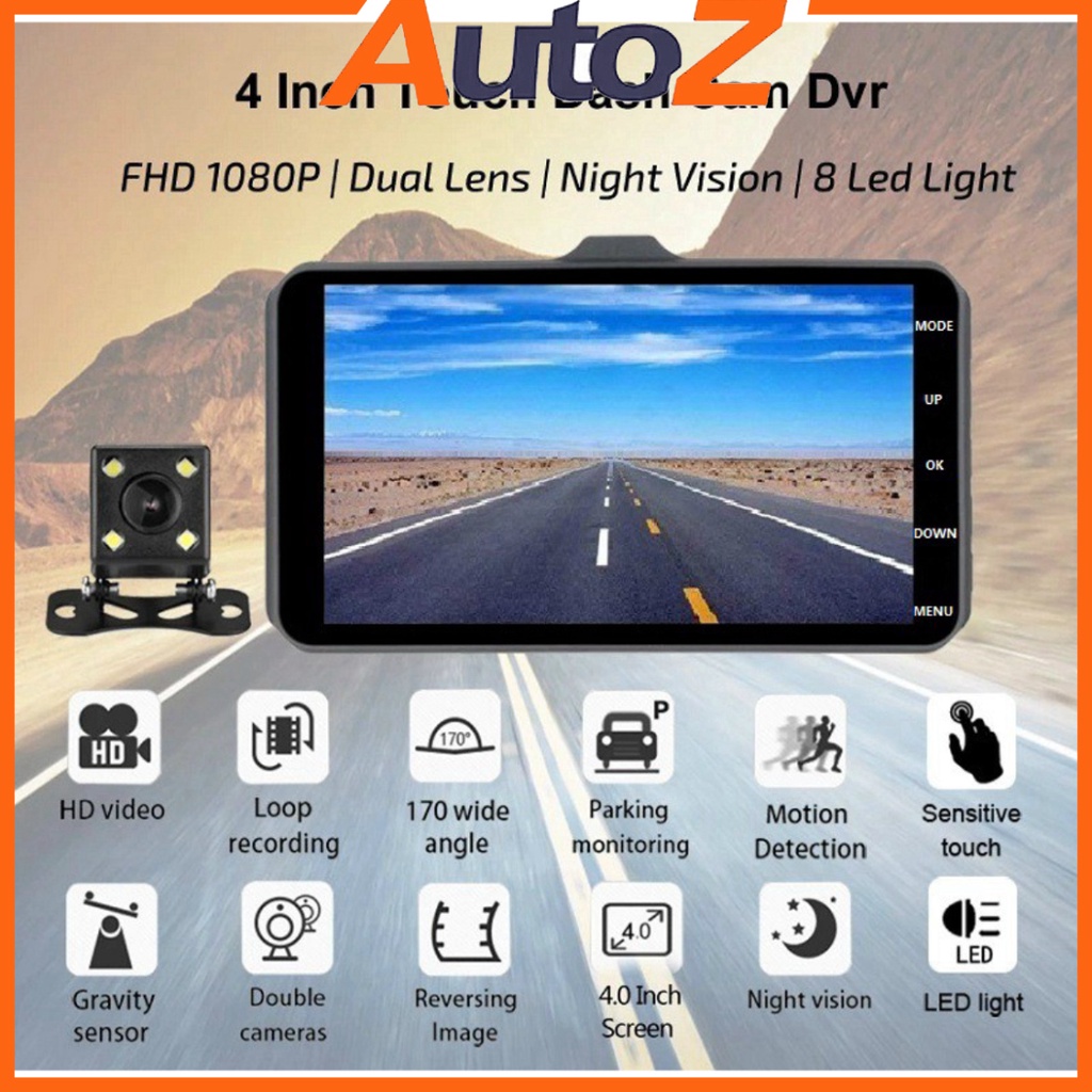 [CHÍNH HÃNG] Camera hành trình ô tô quay trước sau BM60 4 inch Full HD