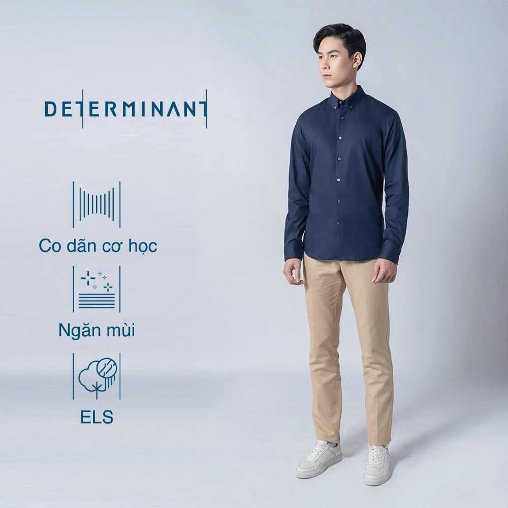 Áo sơ mi nam tay dài Cotton siêu thấm hút chống sờn vải thương hiệu Determinant - màu Xanh đậm