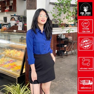 ÁO sơ mi nữ FIG TREE  MÀU XANH COBAN