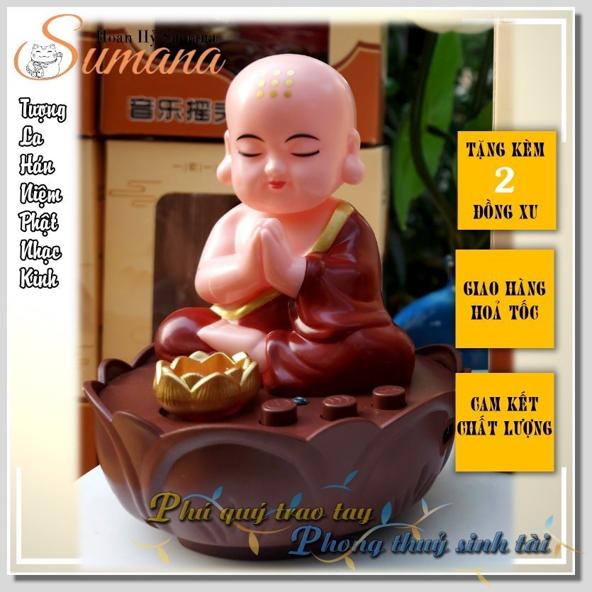 Chú tiểu - La Hán gật gù gõ mõ có nhạc trang trí xe hơi (Phiên bản sạc điện của chú tiểu tụng kinh)