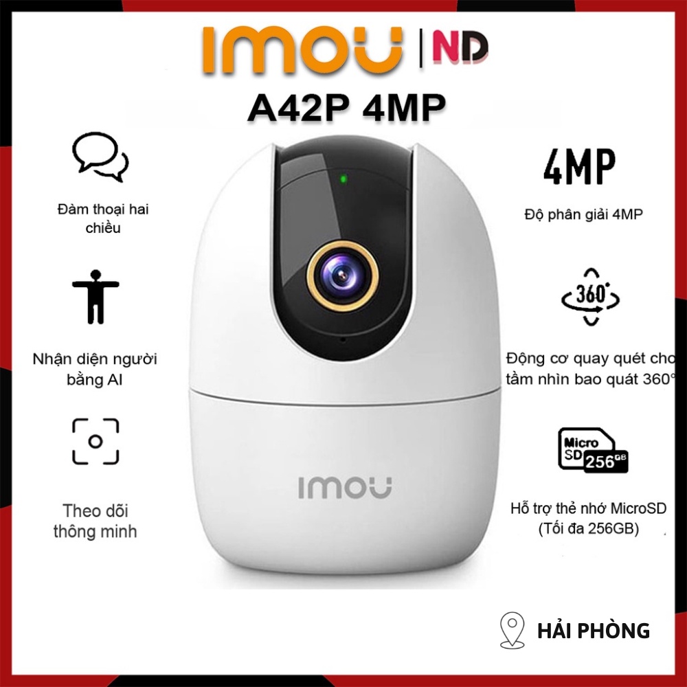 Camera Wifi IMOU Ranger A42P 2K 4MP Xoay 360, Đàm thoại - Hàng chính hãng