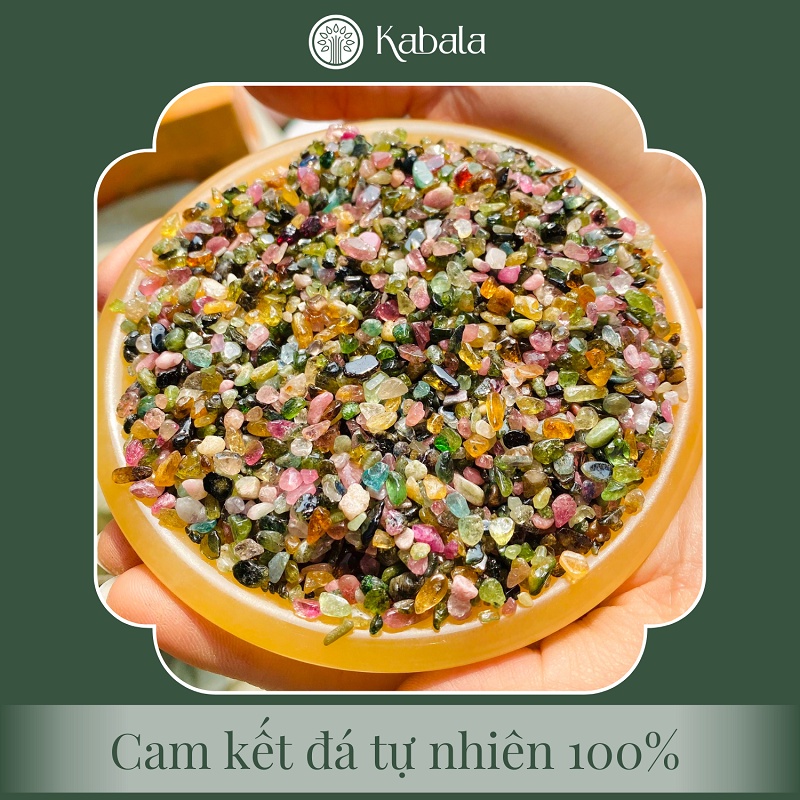 Vụn Cám Đá Tourmaline Đa Sắc Mài Bóng  - Kabala - KBL-VĐTML
