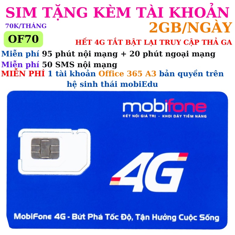 [SỐC] Sim 4G Mobifone KO giới hạn dung lượng - Tặng kèm tài khoản OFFICE 365 kèm phút gọi - tin nhắn MIỄN PHÍ