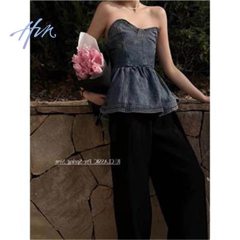 Áo Ống Denim Không Tay Thời Trang Cá Tính Cho Nữ