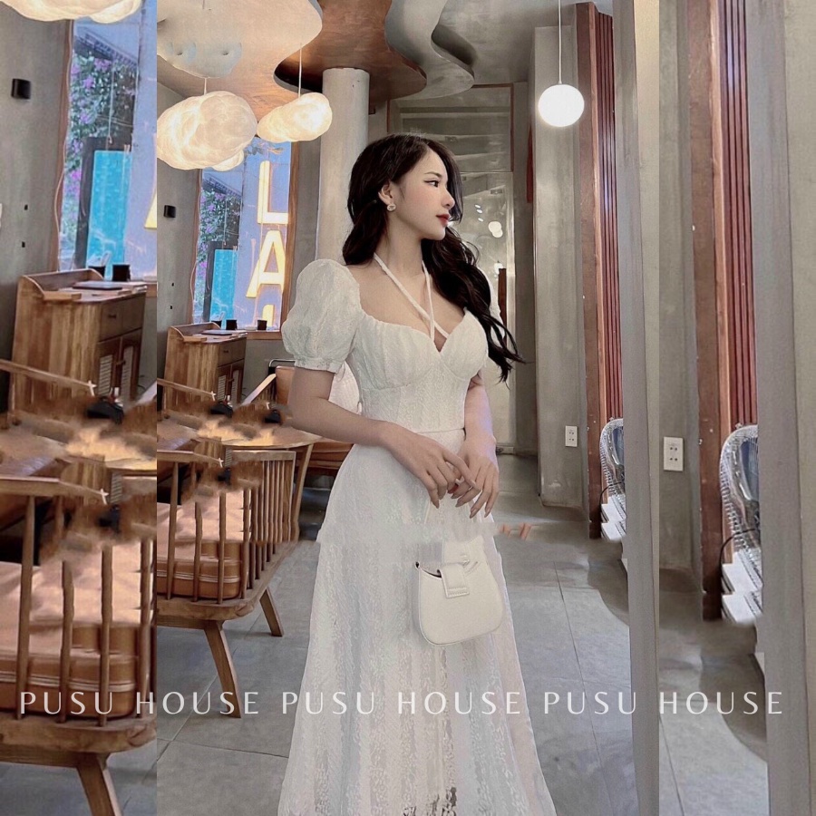Đầm thiết kế ren dài tôn dáng trẻ trung - PUSU HOUSE