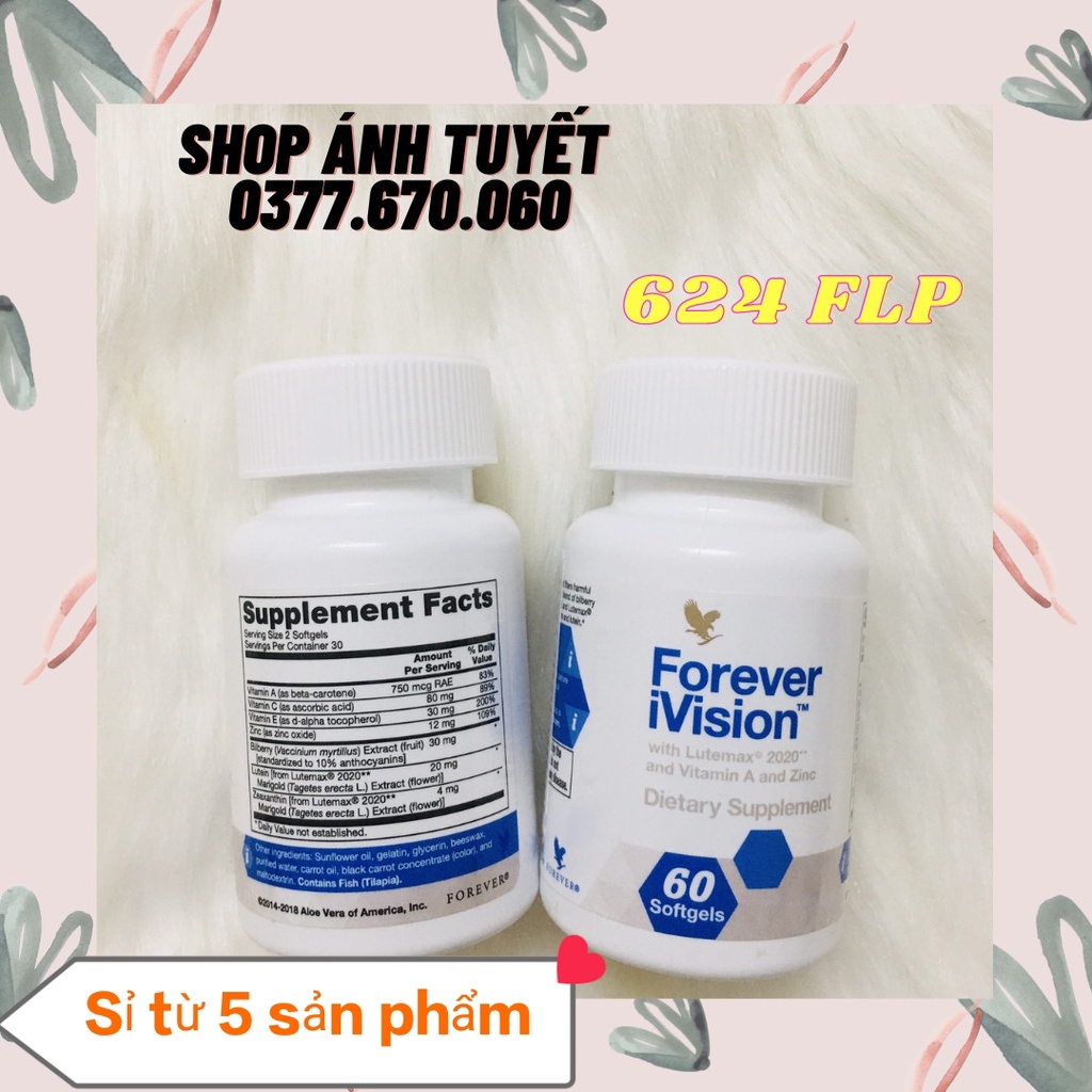 Viên uống Forever Vision 624flp. Giúp Duy Trì Tốt Sức Khỏe, tốt cho mắt.