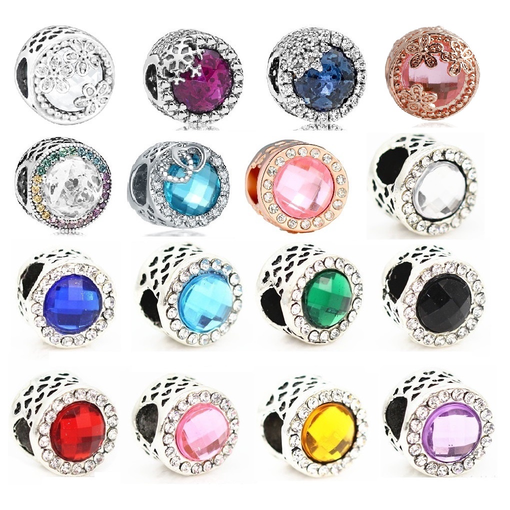 Hạt charm trụ đính đá