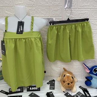 SET ĐỒ NGỦ  hai dây dễ thương B.BOSS , bộ ngủ 2 dây chất kate mát mẻ mùa hè