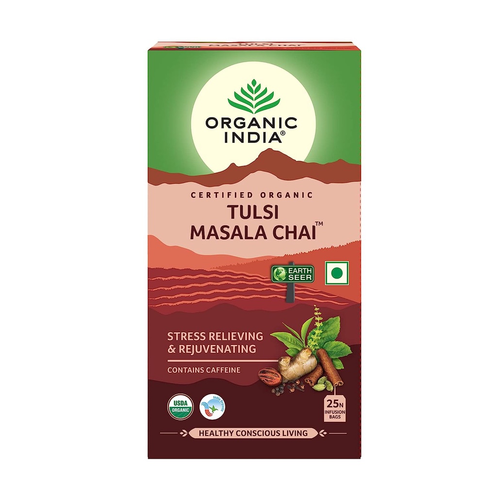 [Organic India] Ayurvedic Tea Tulsi Masala Chai - Trà Ayurvedic Tulsi Masala Chai (hộp 25 túi lọc)