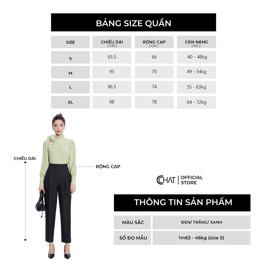 Quần Baggy Nữ 𝐂𝐂𝐇𝐀𝐓 Bấu Ly Cạp Trước Chất Tuytsi Cao Cấp 13QDS2006BT