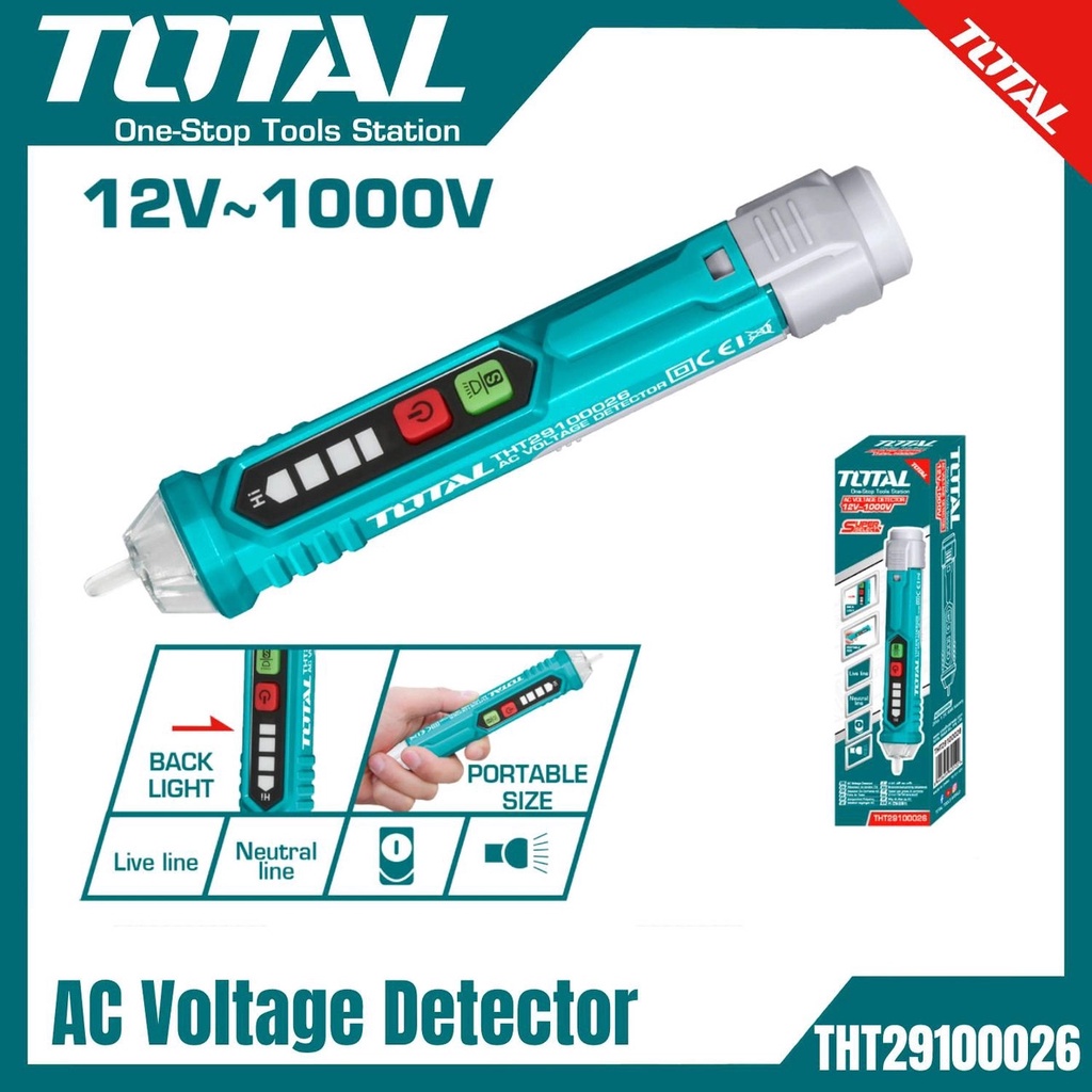 Bút thử điện xoay chiều , Bút dò điện áp Total THT29100026 / Dò AC: 12V ~ 1000V Độ nhạy Cao (không dò điện âm tường)