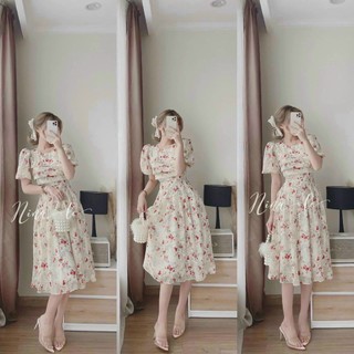 Đầm dáng xoè maxi voan hoa 2 lớp xinh đẹp