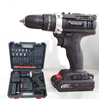 [TẶNG BỘ 24 PK] Máy khoan pin Hitachi 36v 3 chức năng có búa, lõi đồng, máy khoan mini, khoan tường bắt vít bắn tôn