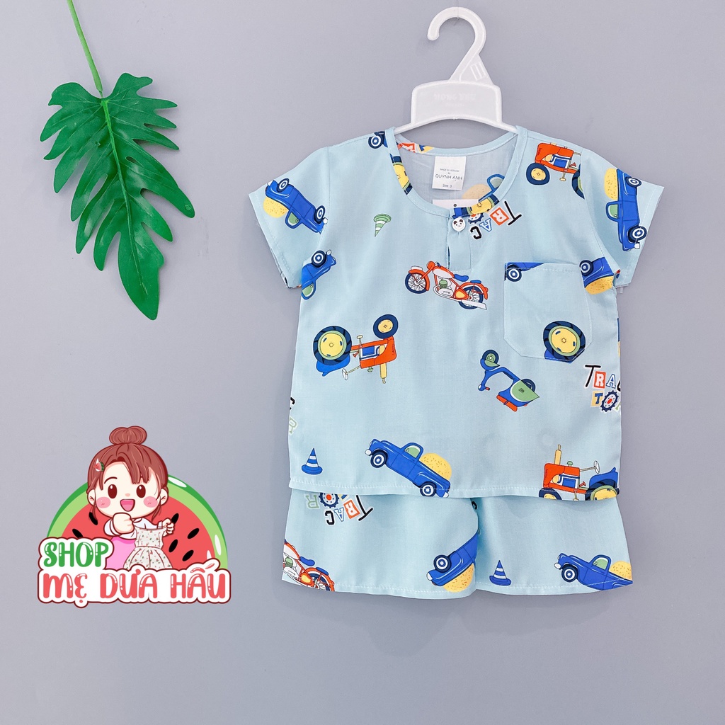 Bộ quần áo bé trai, bộ tole đùi bé trai chất lanh mềm, mịn mát 8-32kg shop mẹ dưa hấu