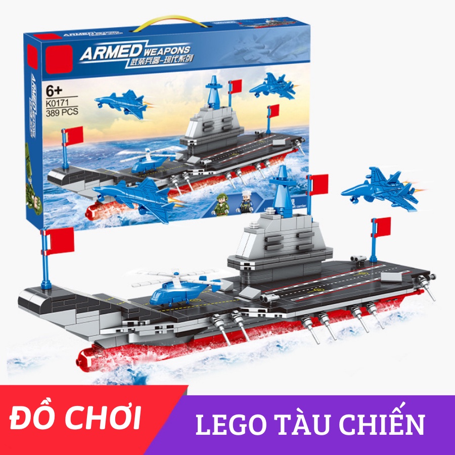 Đồ chơi lego lắp ráp xếp hình tàu chiến 389 chi tiết, Bộ xếp hình logo chiến hạm chất liệu nhựa ABS