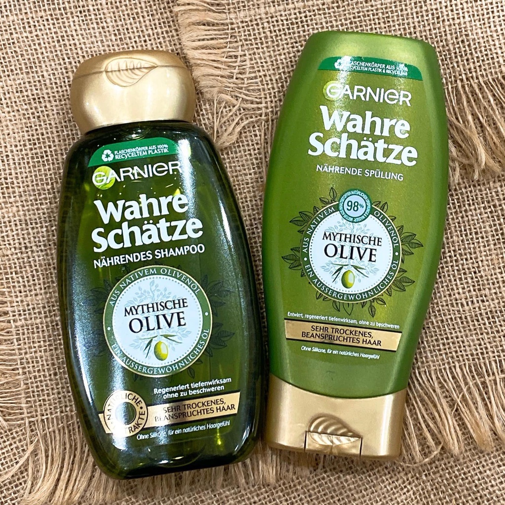 CẶP GỘI XẢ GARNIER WAHRE SCHATZE MYTHISCHE OLIVE GIÚP PHỤC HỒI TÓC KHÔ & HƯ TỔN