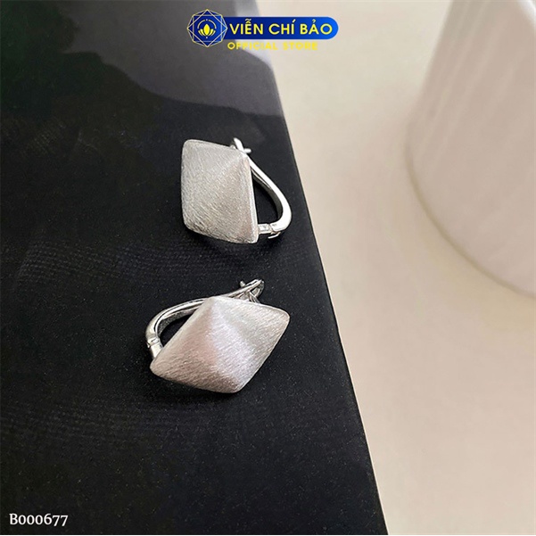 Bông tai bạc nữ mặt thoi khoá tròn chất liệu bạc Ý 925 thời trang phụ kiện trang phụ kiện trang sức Viễn Chí Bảo B000677