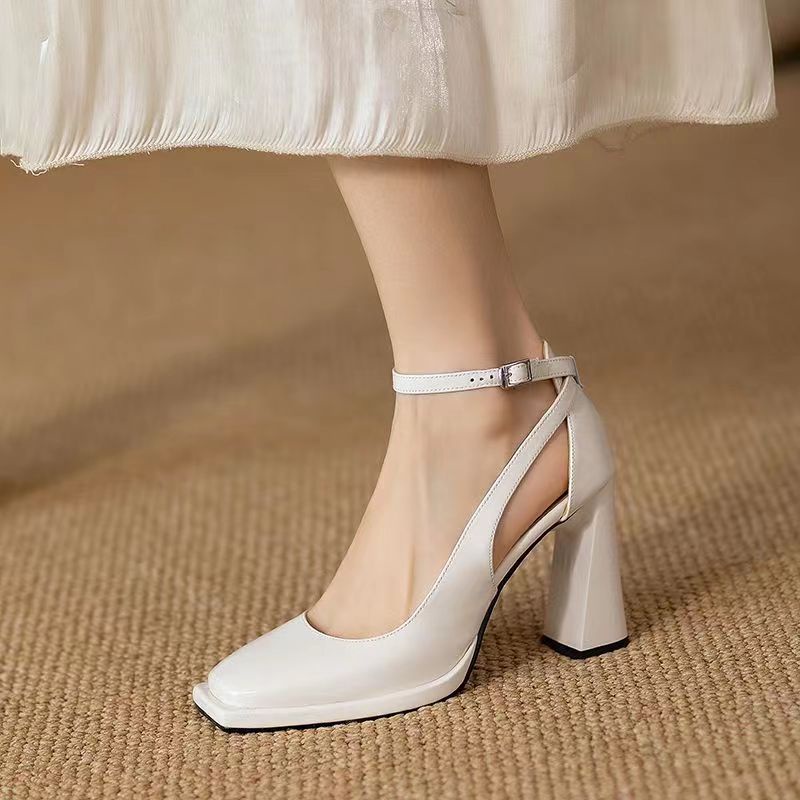 Giày Cao Gót Đế Dày Tăng Chiều Cao Bằng Da Mềm Thoải Mái Phong Cách Pháp Thanh Lịch Cho Nữ Giày Cao Gót Thiết Kế Xinh Xắn Thời Trang Dành Cho Nữ