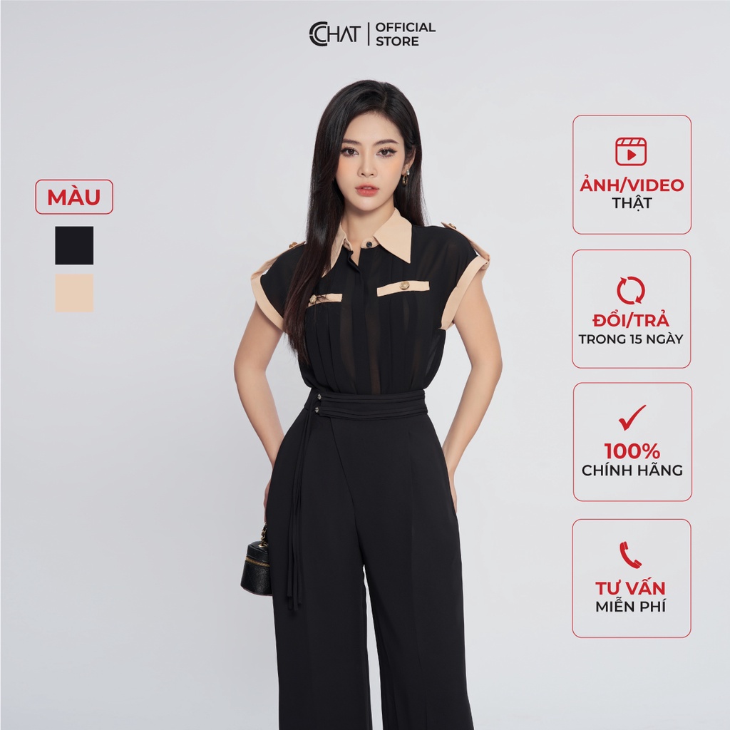 Áo Sơ Mi Nữ 𝐂𝐂𝐇𝐀𝐓 3 Ly Vai Dơi Chất Liệu Chiffon Cao Cấp 53FNH8007ST