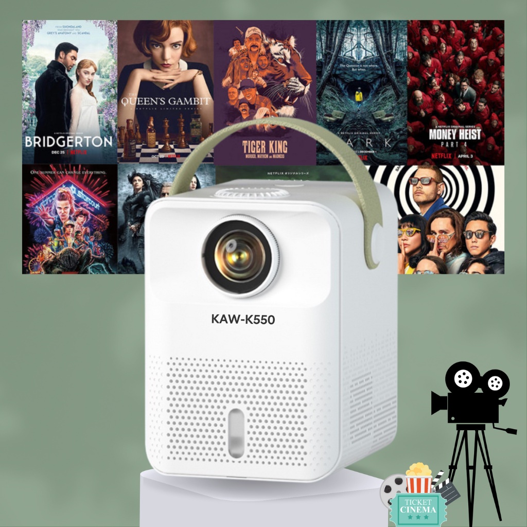 Máy chiếu phim mini KAW K550 - K650 Full HD - Hỗ trợ 4K, kết nối wifi, bluetooth, nhỏ gọn, Bảo hành 12 tháng