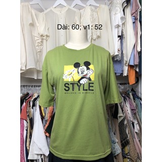 Áo thun si tuyển 2hand xanh in họa tiết