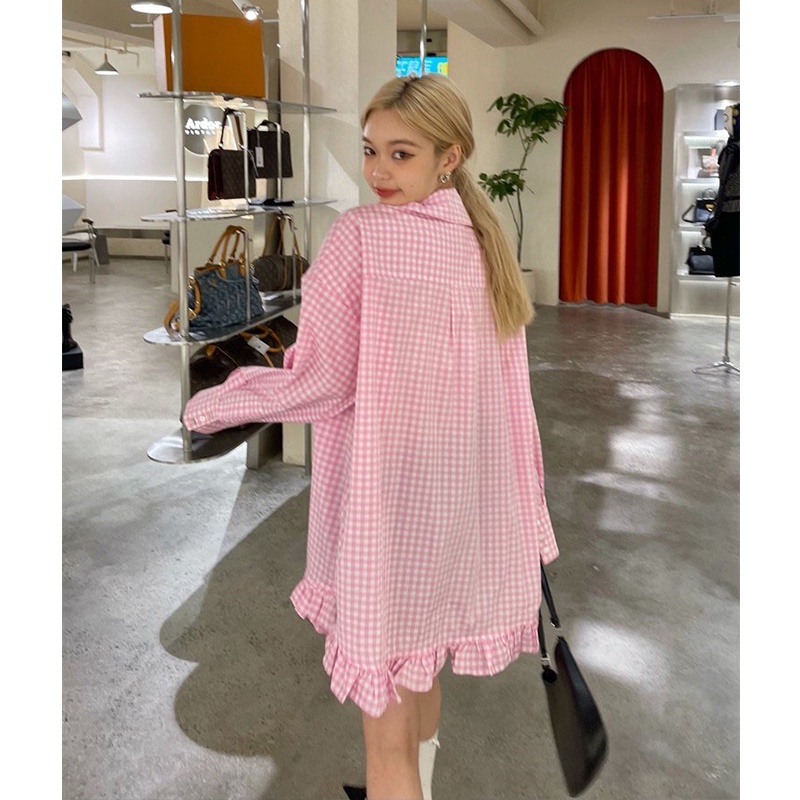 Áo Sơ Mi Viền Lá Sen Dễ Thương Thời Trang Mùa Xuân 2023 Cho Bé Gái