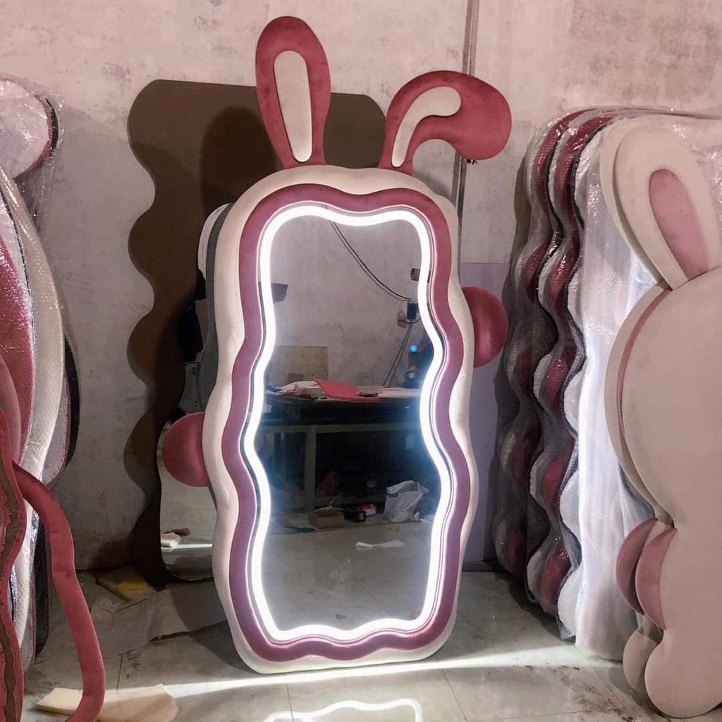 GƯƠNG THỎ BỌC NỈ + LED 3 MÀU toàn thân 200x120 ⚡️SIÊU HOT⚡️ nịnh dáng