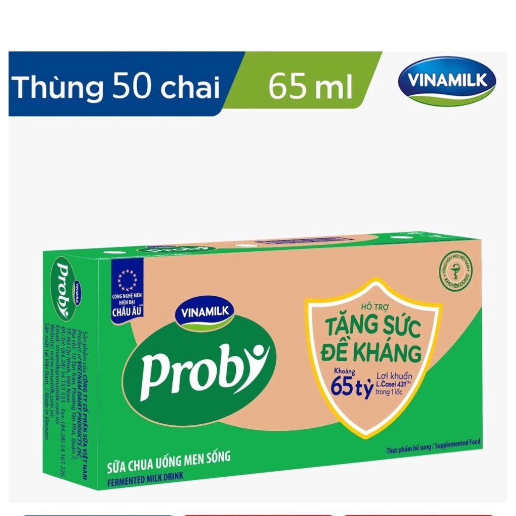 1 Thùng Sữa Chua Uống Probi  - 10 Lốc x Chai 65ml ( 5 mùi : DÂU, VIET QUẤT, DƯA GANG, DỨA, CÓ ĐƯỜNG)