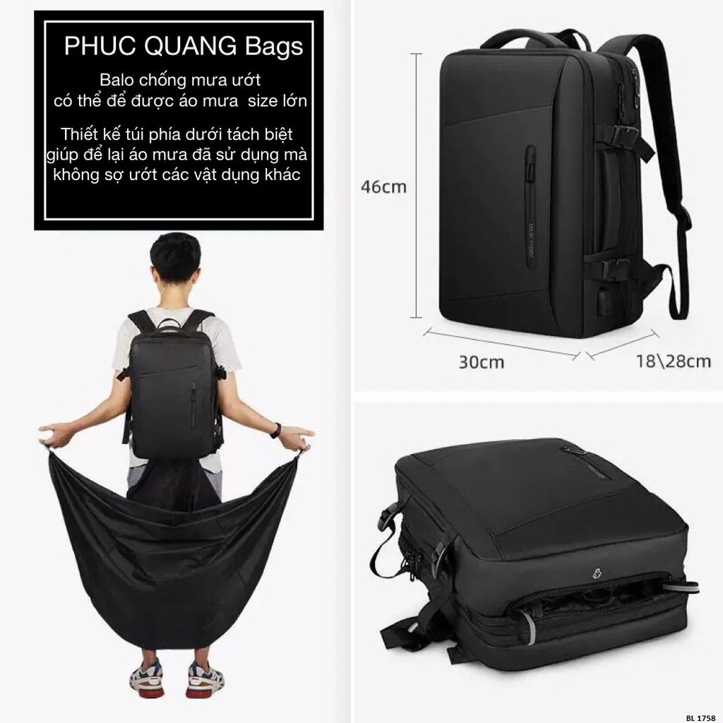 BALO LAPTOP SIZE KHỦNG tương đương một chiếc vali, thích hợp đi du lịch, thương hiệu chính hãng MARKRYDEN