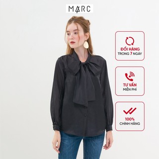 Áo sơ mi nữ MARC FASHION sheer nhấn nơ cổ TRAH090420