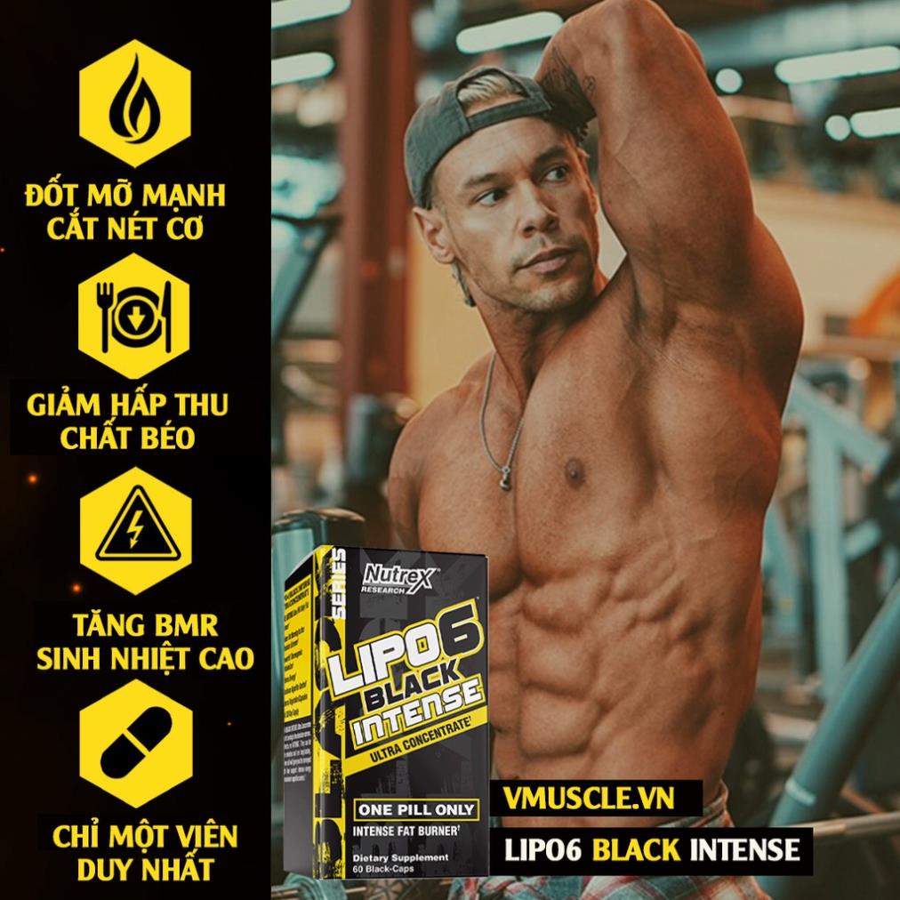 [GIÁ TỐT NHẨT] NUTREX LIPO 6 BLACK INTENSE 60 VIÊN | hỗ trợ đốt mỡ mạnh mẽ