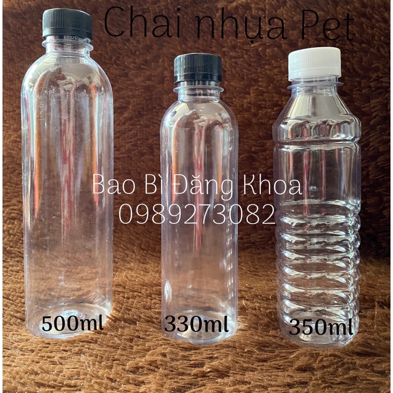 10 chai nhựa pet 330/350/500ml kèm nắp - đựng nước sâm,sữa đậu nành, trà sữa, chè dưỡng nhan