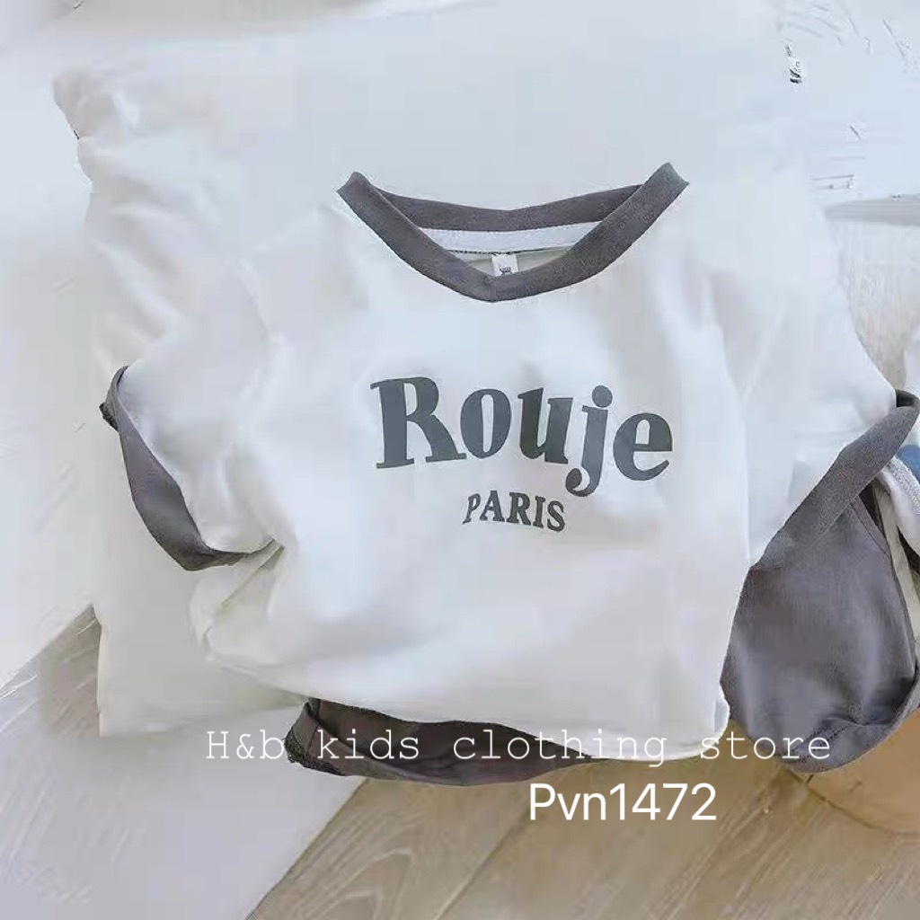 Bộ cộc tay, bộ quần áo chất cotton Rouje Paris cho bé trai, bé gái mặc hè từ 7-21kg