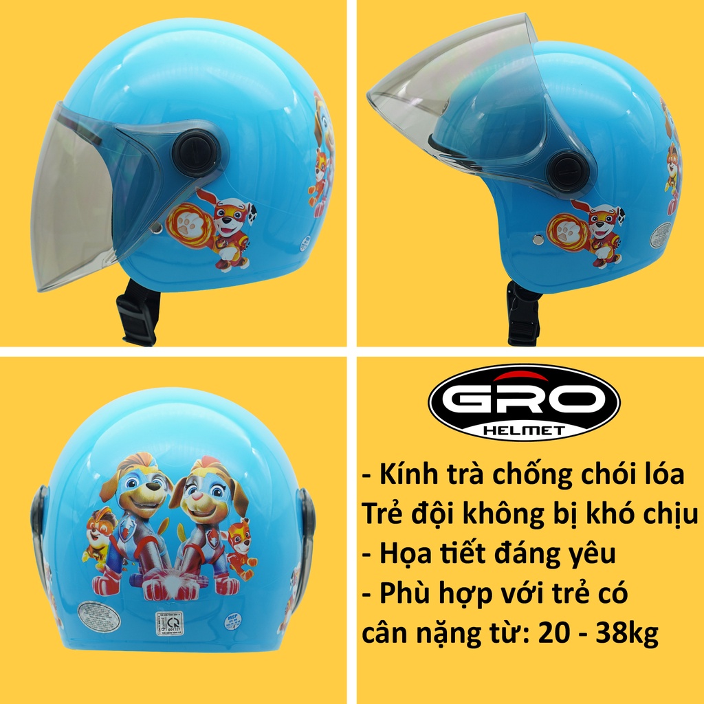 Mũ bảo hiểm cho bé trai và bé gái Gro Helmet, tem họa tiết đáng yêu - Nhiều màu