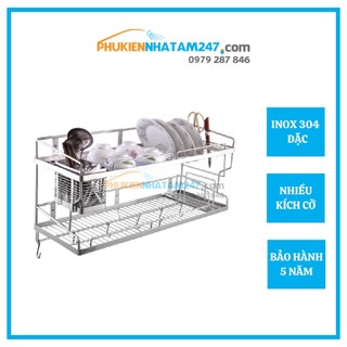 Kệ chén 2 tầng treo tường đa năng inox 304 phát đạt , rổ úp chén, giá để bát, kệ đựng bát dĩa