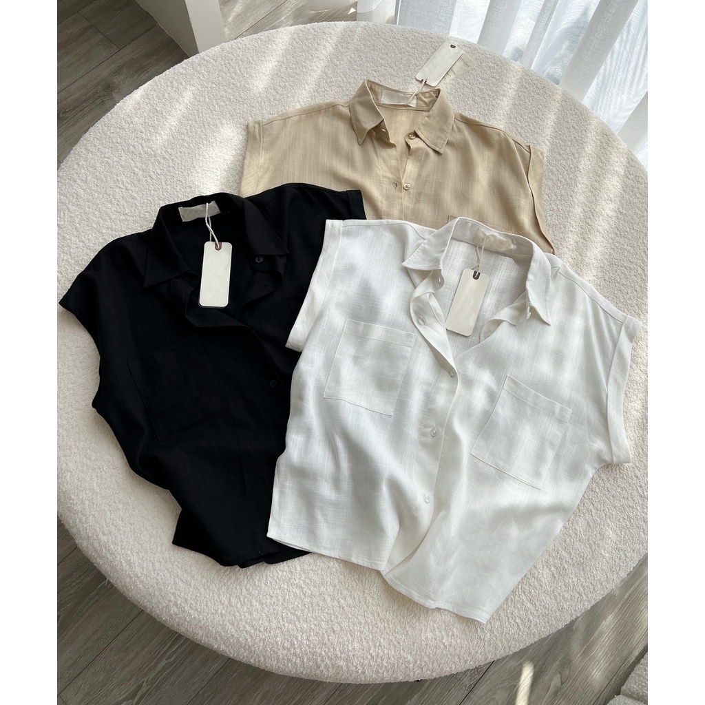 Áo Sơ Mi Linen Tay Cộc Cánh Dơi