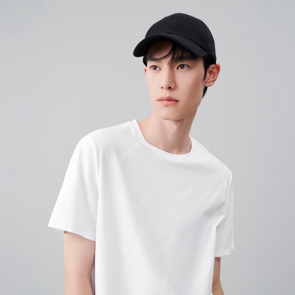 HLA - Áo thun nam trắng trơn tối giản cao cấp Fearless minimalist casual white T-shirt