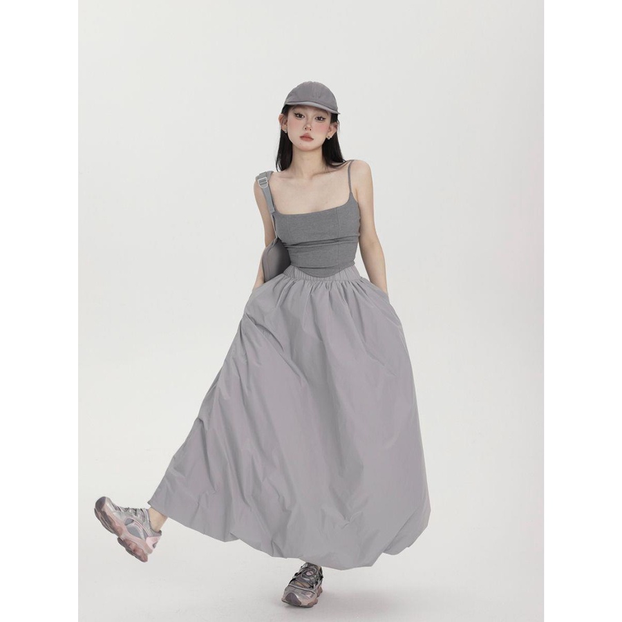 Chân Váy Dài Chữ a Lưng Cao Màu Trơn Phong Cách Thể Thao Thời Trang Mùa Xuân Mới Cho Nữ