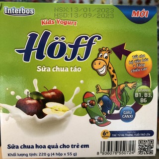 Sữa Chua Hoff Cho Bé 4 Vị[dâu tây , táo , nguyên bản , chuối]