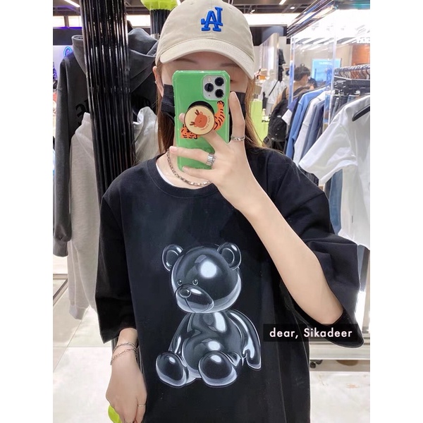 Áo Phông Nữ Gấu ADLV Tráng Gương Cotton Tàu Phom Rộng Dấu Quần Chất Mịn Không Xù Cin Clother