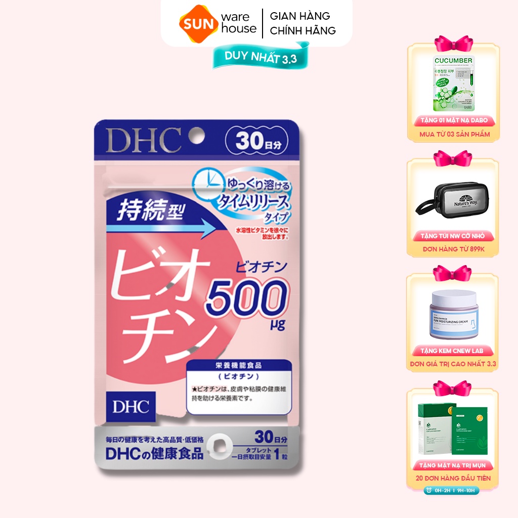 Viên Uống DHC Biotin Ngăn Rụng Tóc Sustained Release Biotin 30 Ngày (Gói 30 Viên)