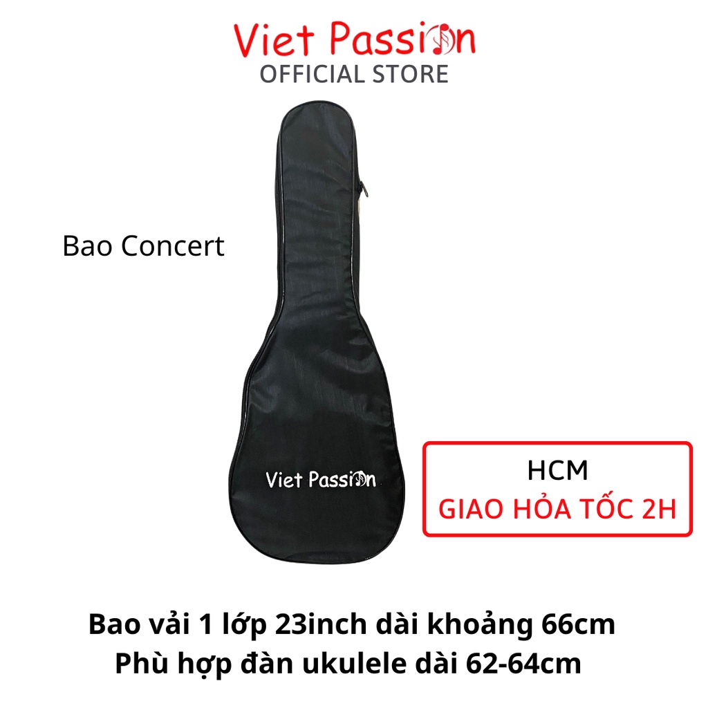 Bao vải đựng đàn ukulele loại 1 lớp chất lượng soprano 21 inch concert 23 inch tenor 26 inch Viet Passion HCM