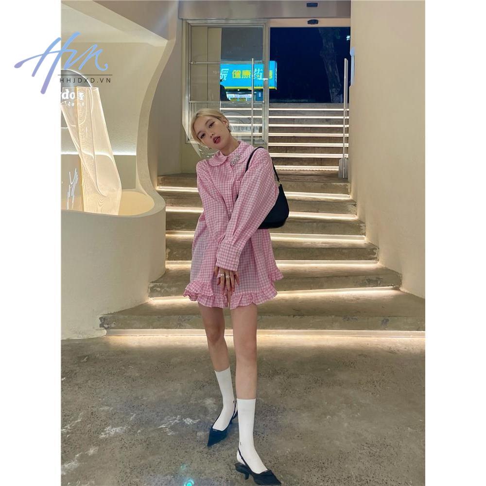 Áo Sơ Mi Viền Lá Sen Dễ Thương Thời Trang Mùa Xuân 2023 Cho Bé Gái