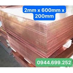 Đồng tấm lá đỏ , dày 2mm , rộng 60cm , dài 20cm